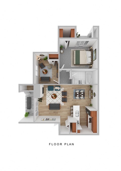 Floor plan for 2 beds, 1 bath, 787 sqft